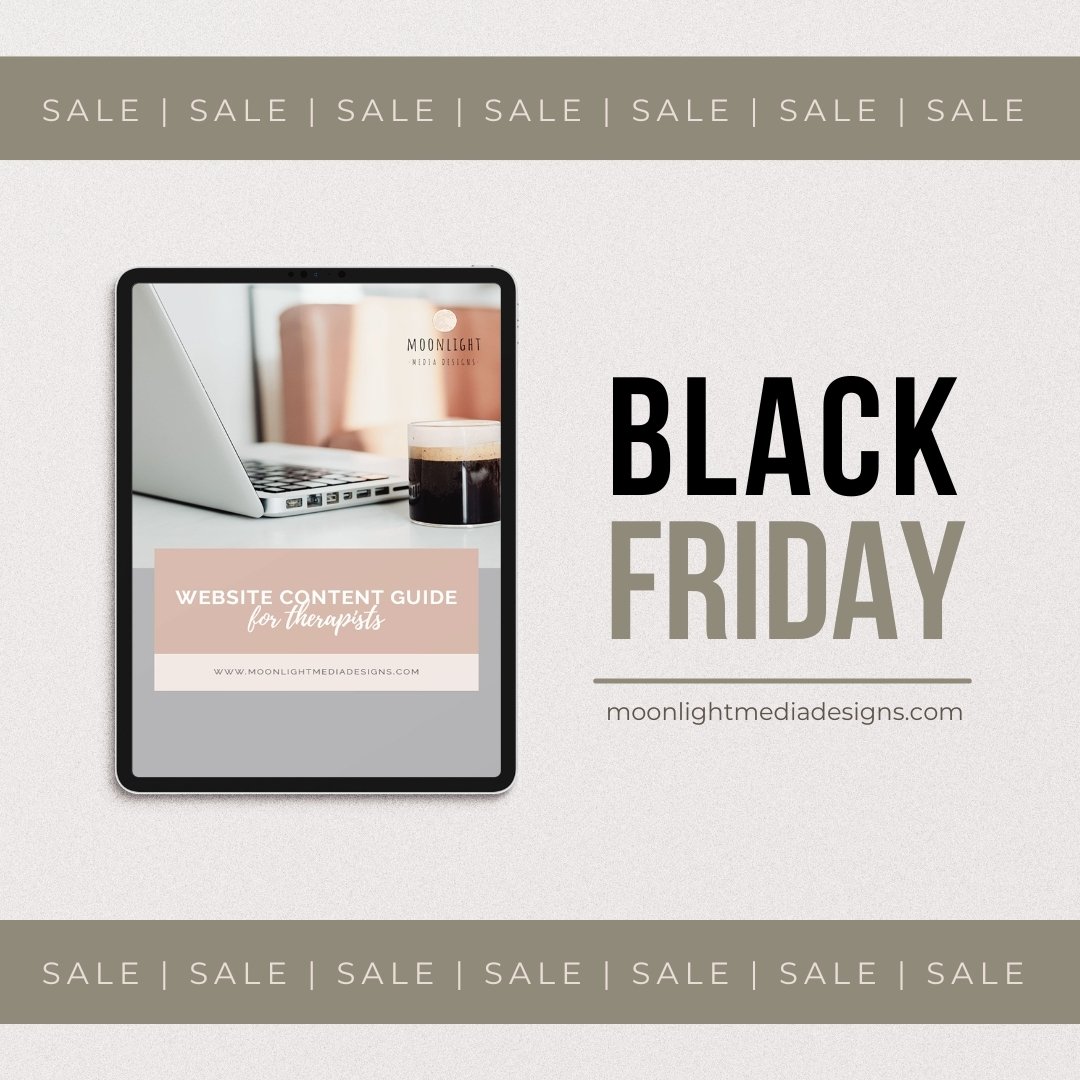 🚨 Black Friday Sale Alert! 🚨​​​​​​​​
​​​​​​​​
Therapists, it&rsquo;s time to give your website the clarity and professionalism it deserves!​​​​​​​​
​​​​​​​​
My Website Content Guide for Therapists is now available at a special Black Friday price. T